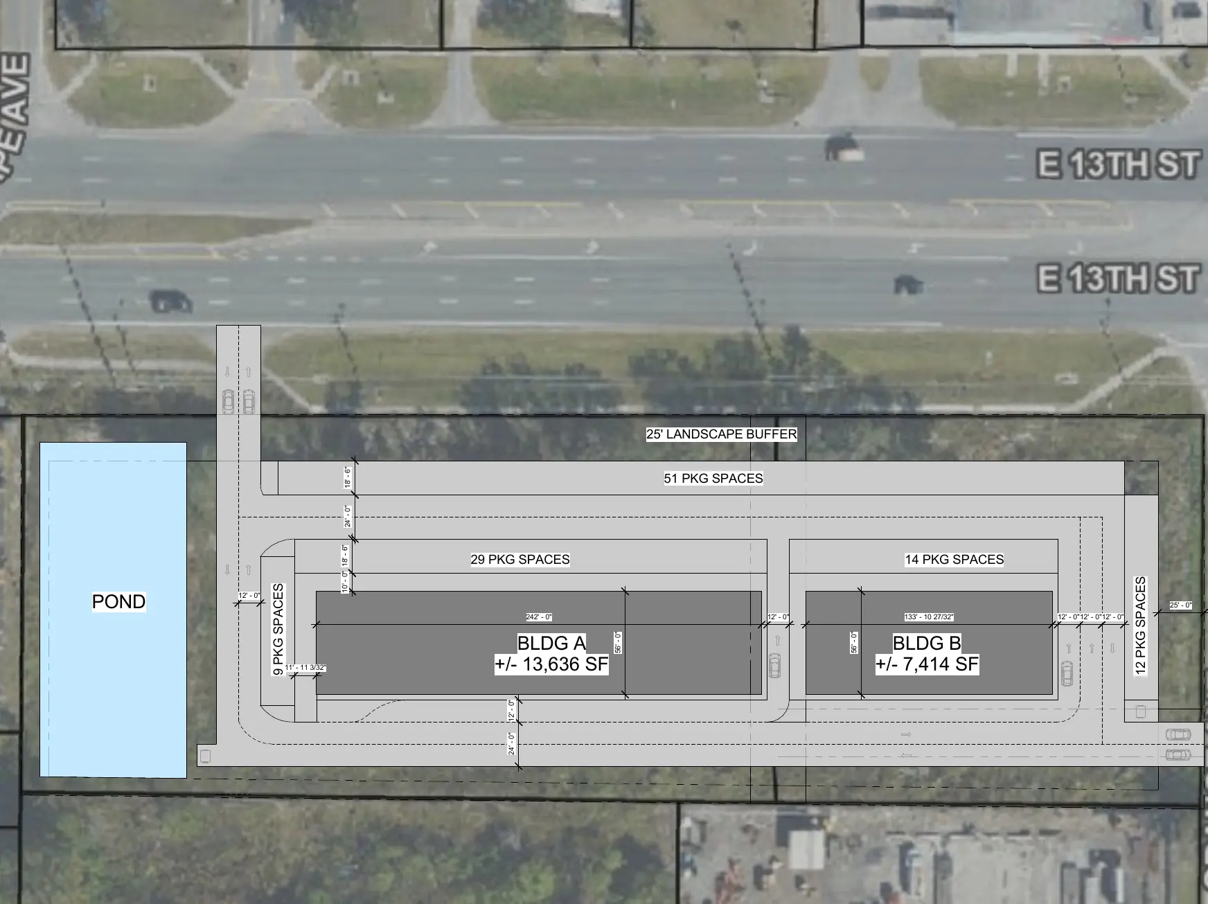 Schematic site plan for 201 E 13th Street, St. Cloud